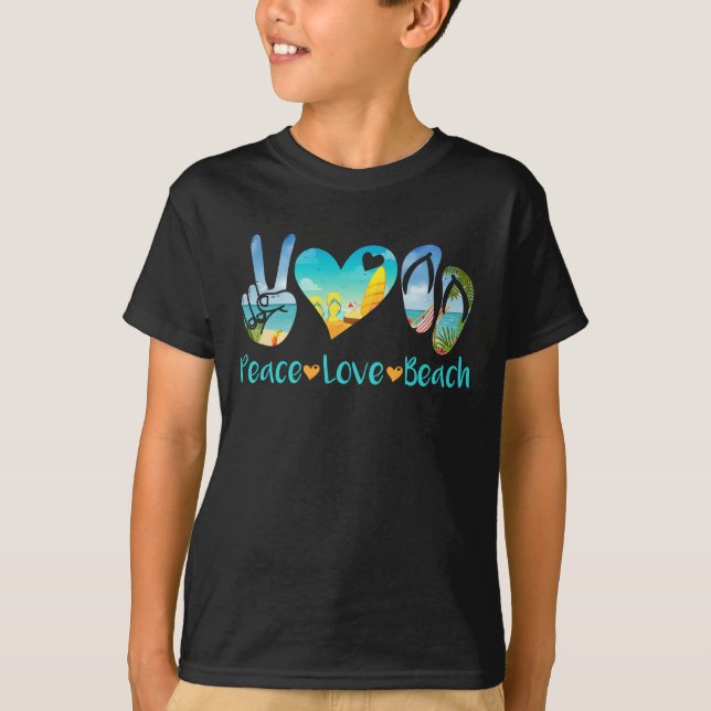 T-shirt Peace Love Beach Vacances été Lunettes de soleil (Devant)