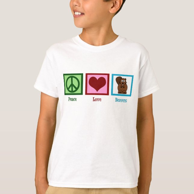 T-shirt Peace Love Beavers Enfants (Devant)