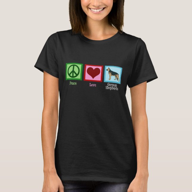 T-shirt Peace Love Bergers allemands (Devant)