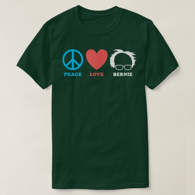 T-shirt Peace Love Bernie Sanders 2020 (Design devant)