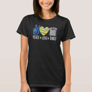 T-shirt Peace Love Bingo Lucky Game Femmes Hommes Ki
