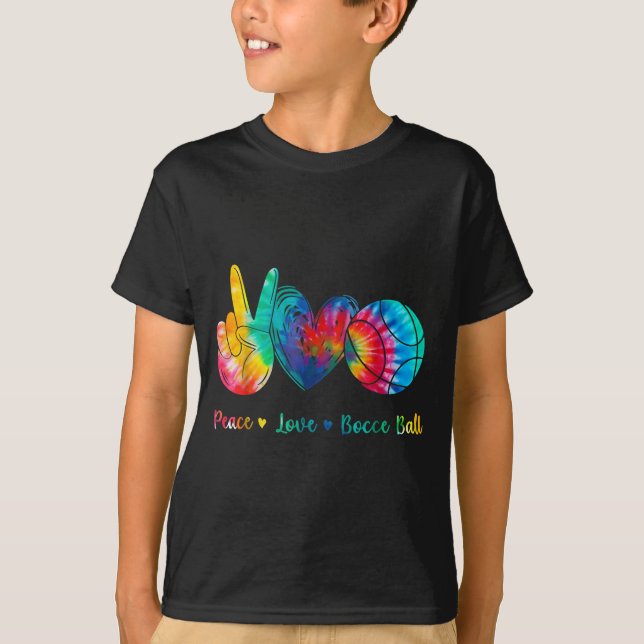 T-shirt Peace Love Bocce Ball Tie Design (Devant)