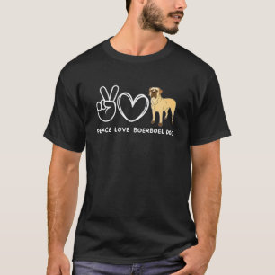 T-shirt Peace Love Boerboel Chien Retro Boerboel Amoureux 