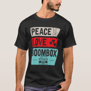 T-shirt Peace Love Boombox Cassette Tape 80s Retro