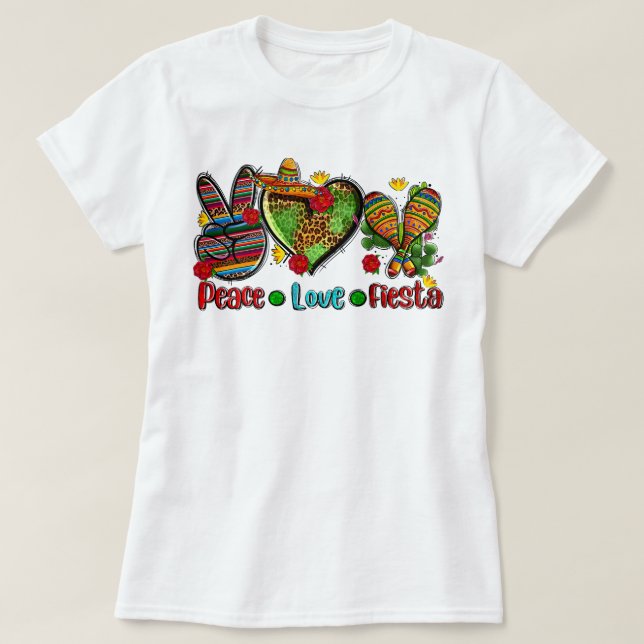 T-shirt Peace Love Bowling Cinco De Mayo Party Fiesta Mexi (Design devant)