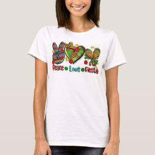 T-shirt Peace Love Bowling Cinco De Mayo Party Fiesta Mexi