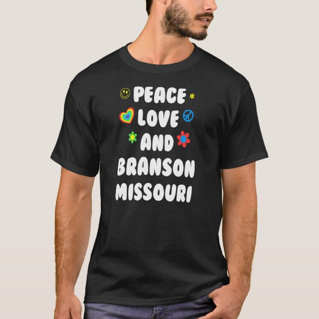 T-shirt Peace Love Branson Missouri Patriotic Mo Patriotis (Devant)
