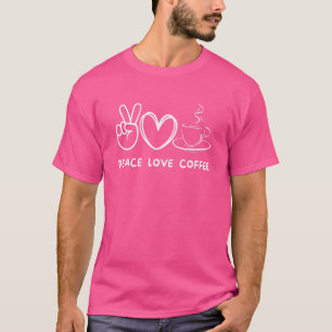 T-shirt Peace Love Café Retro Café Nourriture