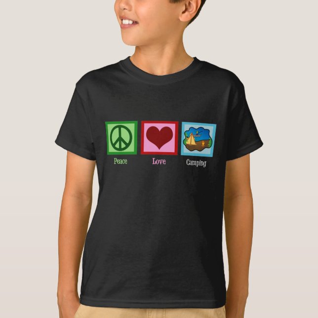 T-shirt Peace Love Camping (Devant)