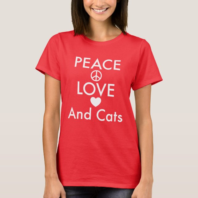 T-shirt Peace Love & Cats (Devant)
