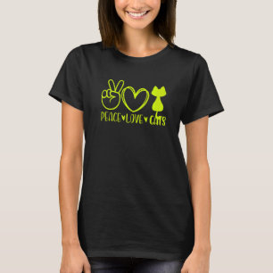 T-shirt Peace Love Chats Cute Chat Maman Propriétaire Kitt