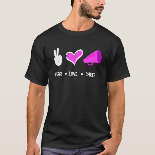 T-shirt Peace Love Cheer Cheerleading   Cheerleading Cheer (Devant)