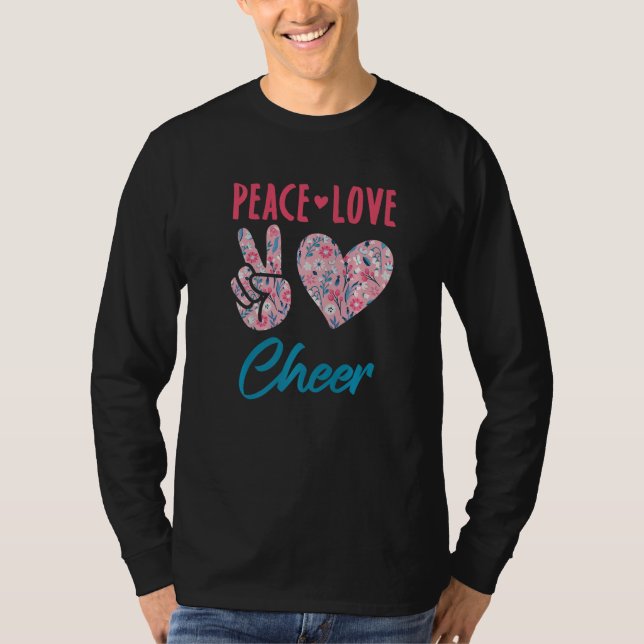 T-shirt Peace Love Cheer Cute Cheerleading Cheerleader Coa (Devant)