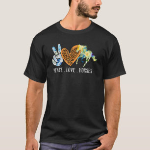 T-shirt Peace Love Chevaux équitation équestre Gitan hippi