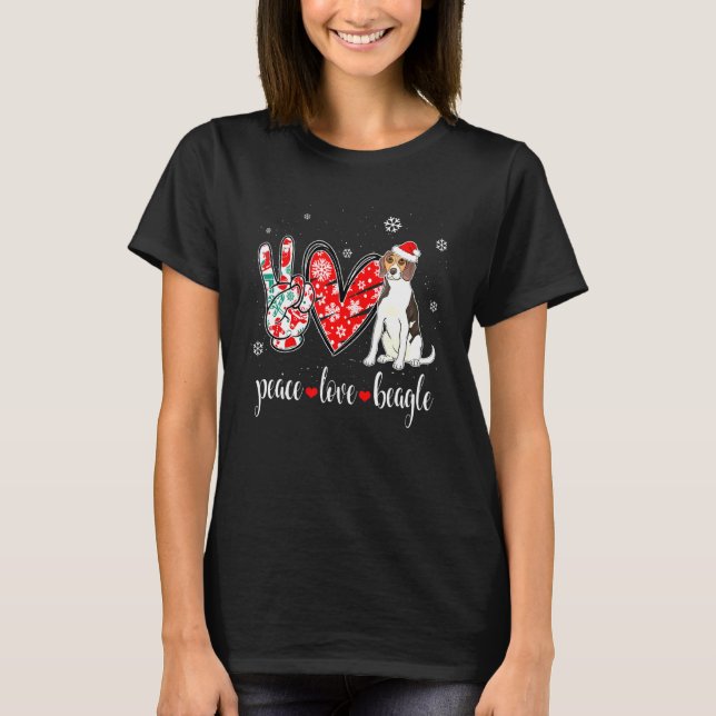 T-shirt Peace Love Chien Beagle (Devant)