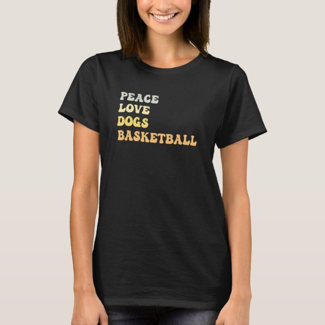 T-shirt Peace Love Chiens Basketball Retro (Devant)