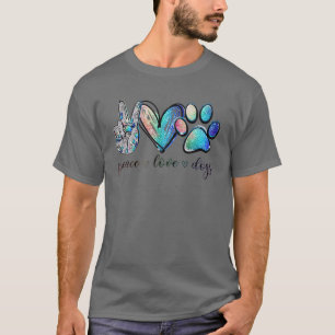 T-shirt Peace Love Chiens Chien Chien Paw Amoureux de les