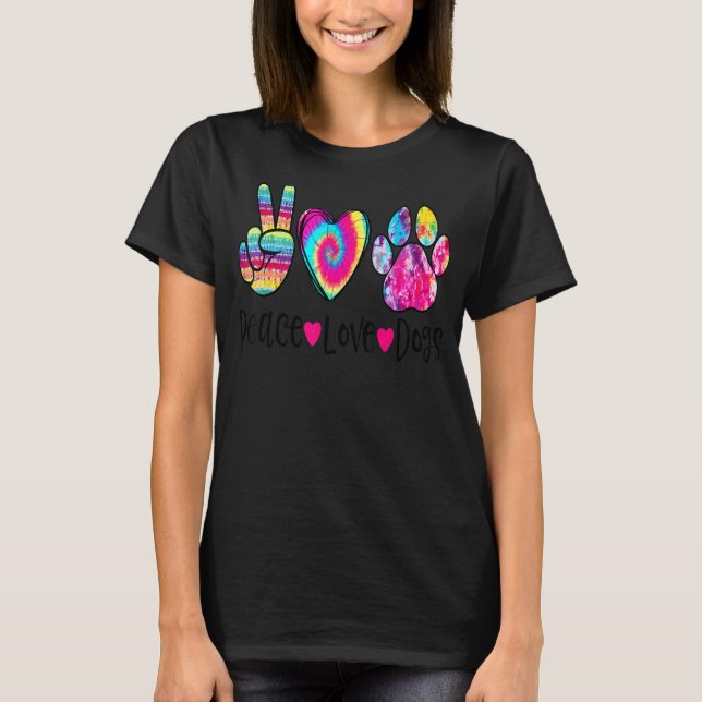 T-shirt Peace Love Chiens Chien Maman Chien Papa (Devant)