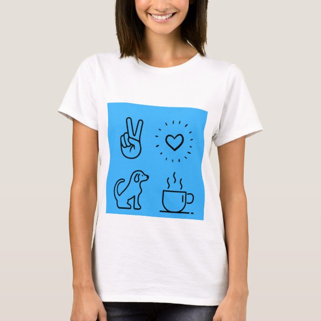 T-shirt Peace Love Chiens et Café (Devant)