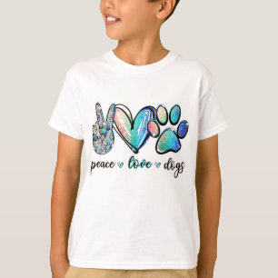 T-shirt Peace Love Chiens Funny Paw Amoureux des chiens Ch
