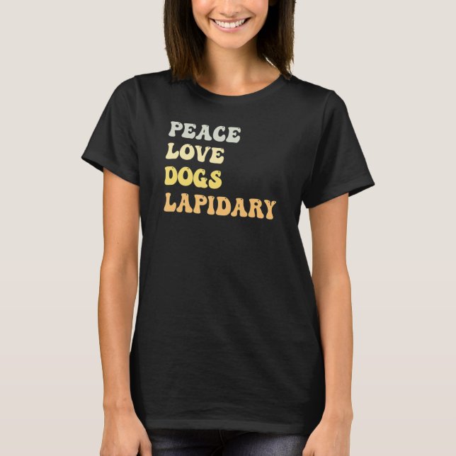 T-shirt Peace Love Chiens Lapidary Retro (Devant)