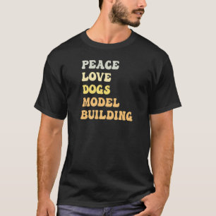T-shirt Peace Love Chiens Modèle Bâtiment Rétro