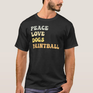 T-shirt Peace Love Chiens Paintball Retro