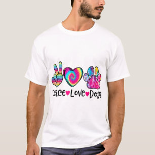 T-shirt Peace Love Chiens Tie Dye Chien Paw Chien Maman Mè