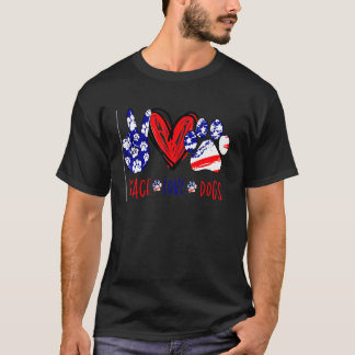 T-shirt Peace Love Chiens Usa Drapeau Paw Chien Maman Chie