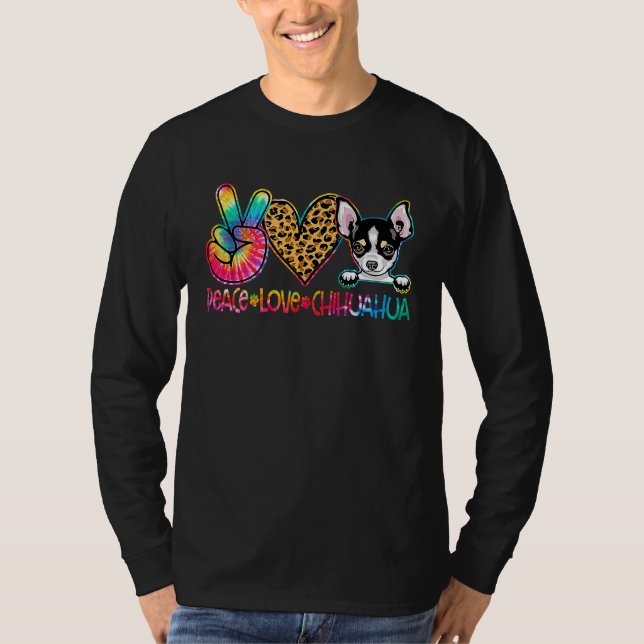 T-shirt Peace Love Chihuahua Tie Dye Dog (Devant)