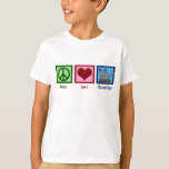 T-shirt Peace Love Chinchillas Enfants<br><div class="desc">Un signe de paix,  un coeur,  et une jolie chinchilla. J'adore ces petits animaux et ce joli cadeau Peace Love Chinchillas.</div>