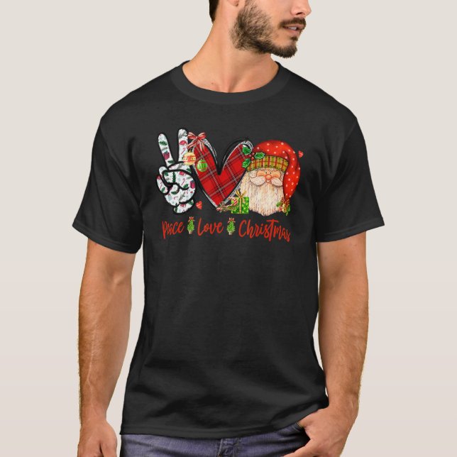 T-shirt Peace Love Christmas  Santa Happy Xmas (Devant)
