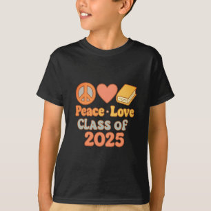 T-shirt Peace Love Class of 2025 Retro Spirit Tee