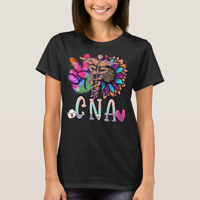 T-shirt Peace Love Cna Infirmière (Devant)