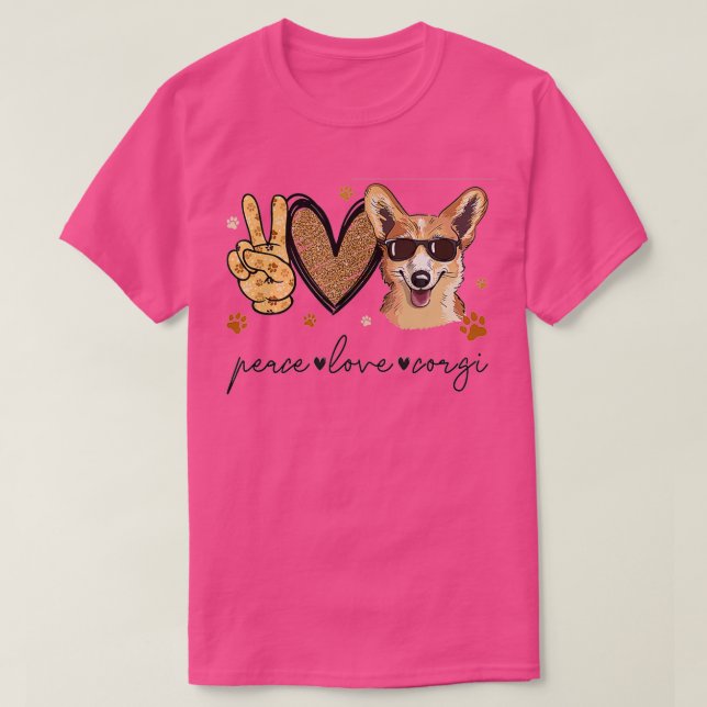 T-shirt Peace Love Corgi (Design devant)