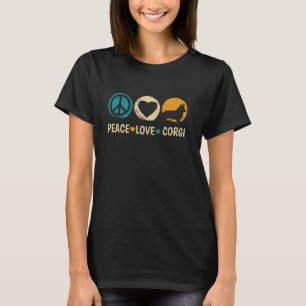 T-shirt Peace Love Corgi Amoureux des chiens Pembroke Wels
