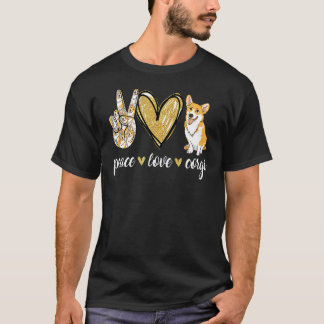 T-shirt Peace Love Corgi Chien Maman Fête des Mères Corgi