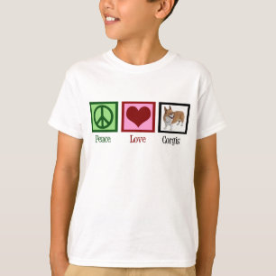 T-shirt Peace Love Corgi Photo Enfants