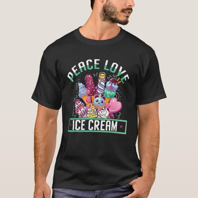 T-shirt Peace Love Crème de glace (Devant)