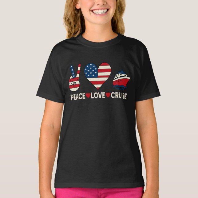 T-shirt Peace Love Cruise USA Vacances Vibes (Devant)
