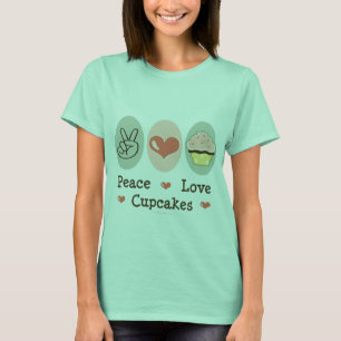T-shirt Peace Love Cupcakes Ringer