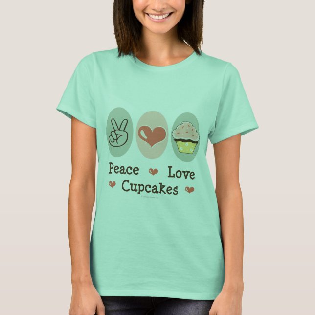 T-shirt Peace Love Cupcakes Ringer (Devant)