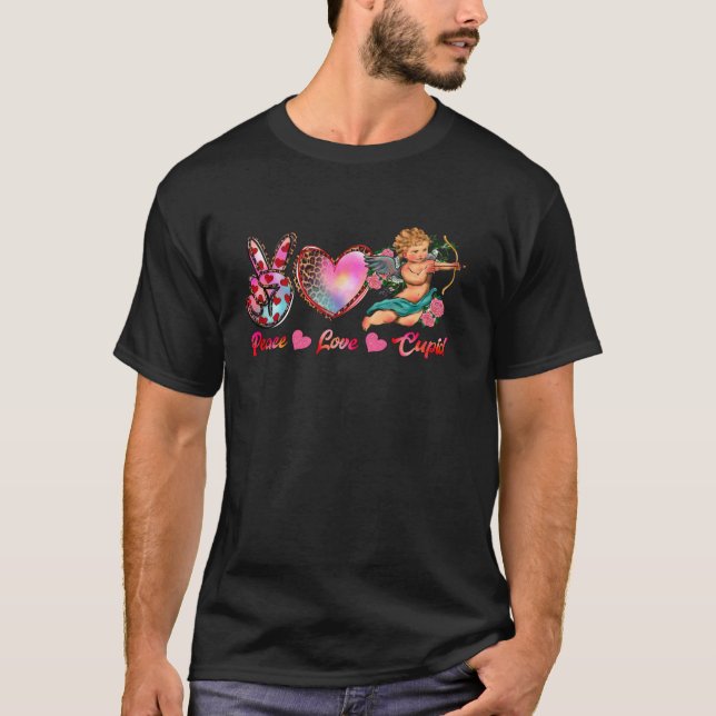 T-shirt Peace Love Cupid Valentine's Day Love Men Women Co (Devant)