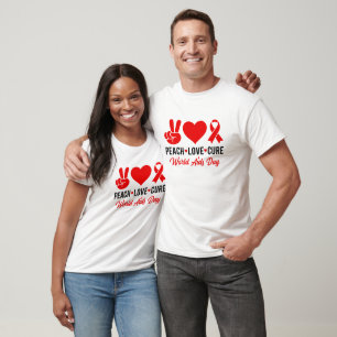 T-shirt Peace Love Cure AIDS Awareness