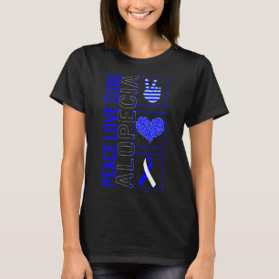 T-shirt Peace Love Cure Alopecia Awareness Ribbon Warrior