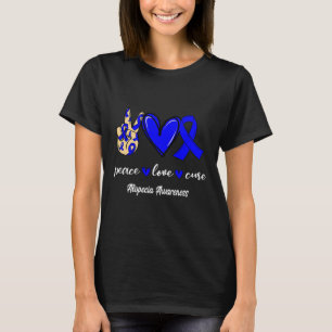 T-shirt Peace Love Cure Alopecia Blue Ribbon Sensibilisati