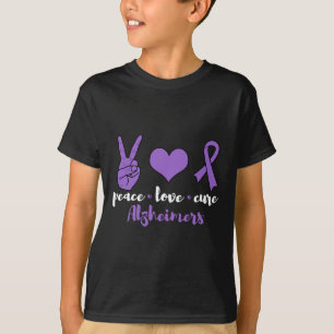 T-shirt Peace Love Cure Alzheimers Awareness Family Warrio