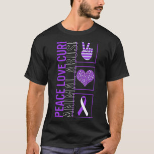 T-shirt Peace Love Cure Animal Abuse Awareness Ruban Warr