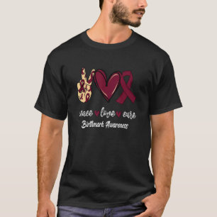 T-shirt Peace Love Cure Birthmark Bourgogne Ribbon Awards