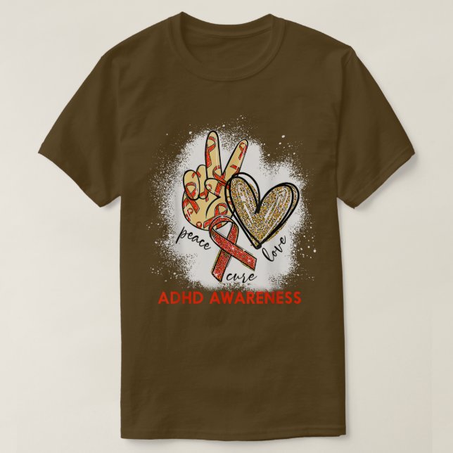T-shirt Peace Love Cure Bleached ADHD Sensibilisation 1137 (Design devant)